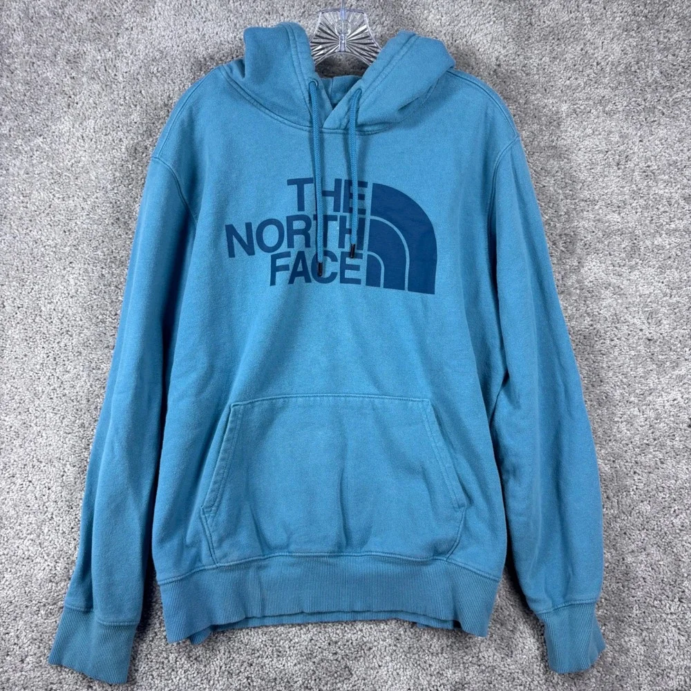 The North Face Mens Blue Graphic Logo Pullover Hoodie Sweatshirt Size‎ Large